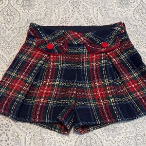Mayoral Plaid Girls Shorts - Red and Blue